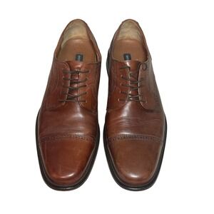 BOSTONIAN Mens Leather Cap Toe Oxford Dress Shoes Brown Size 13 M Made in Italy